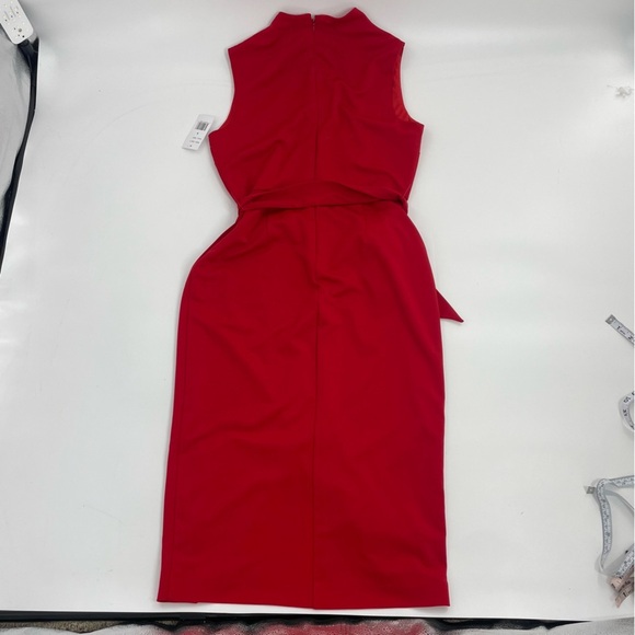 NWT Alexia Admor‎ Fara Red High Neck Midi Dress Front Split Classic Size 6 - Picture 10 of 11
